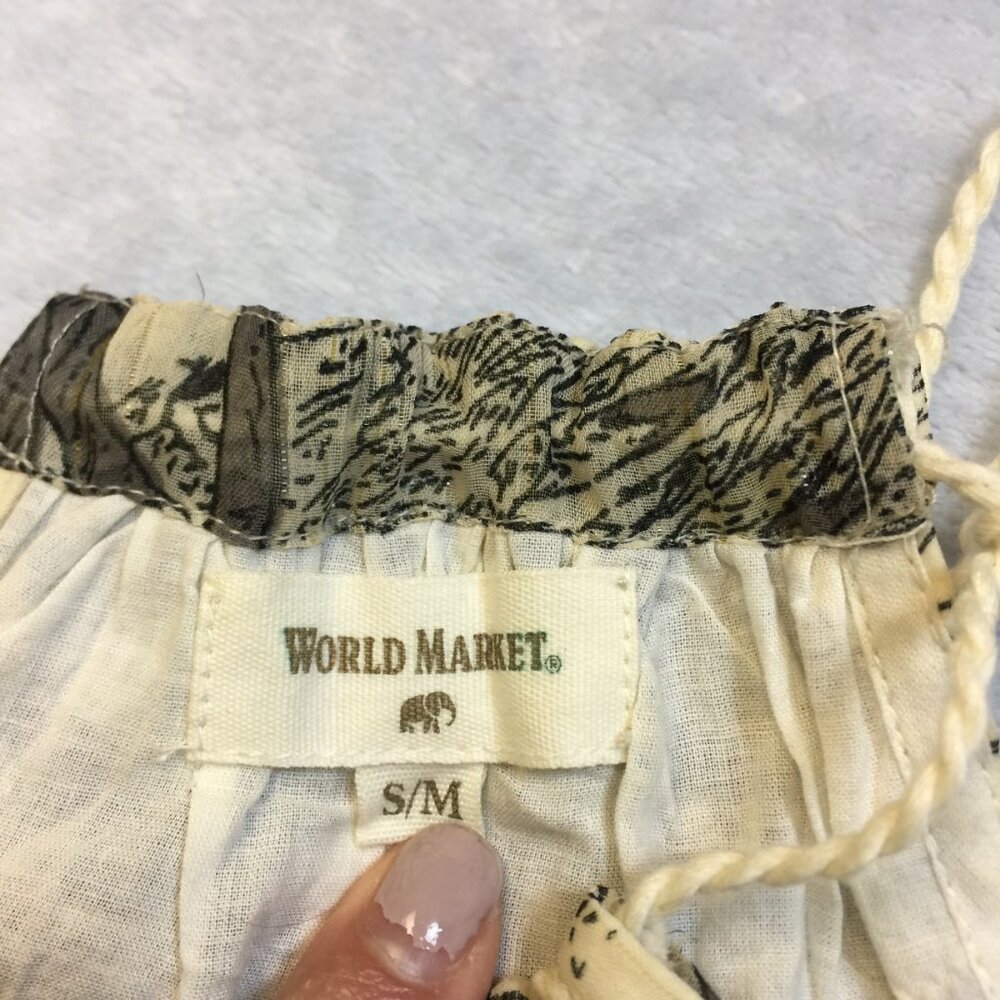 World Market Maxi Halter Dress S/M Womans Beige Metallic Crepe Tie Shoulder Boho - Picture 2 of 14
